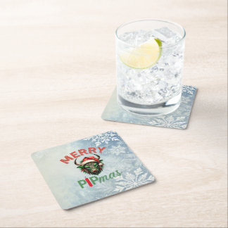 Merry PIPmas Trading Bull Christmas Design – Funny Rechteckiger Pappuntersetzer