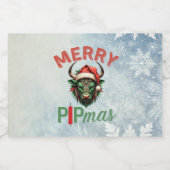 Merry PIPmas Trading Bull Christmas Design – Funny Schaumweinetikett (Einzelnes Label)