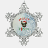 Merry PIPmas Trading Bull Christmas Design – Funny Schneeflocken Zinn-Ornament (Vorderseite)
