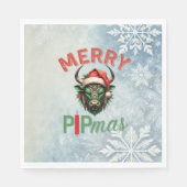 Merry PIPmas Trading Bull Christmas Design – Funny Serviette (Vorderseite)