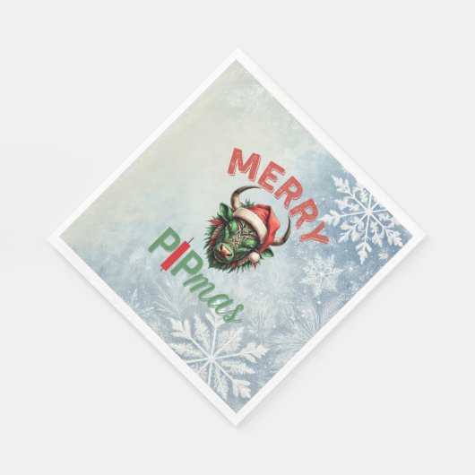 Merry PIPmas Trading Bull Christmas Design – Funny Serviette (Ecke)