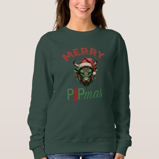 Merry PIPmas Trading Bull Christmas Design – Funny Sweatshirt (Vorderseite)