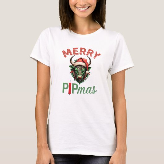 Merry PIPmas Trading Bull Christmas Design – Funny T-Shirt (Vorderseite)