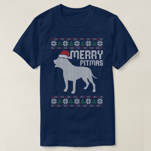 Merry Pitbull Pitmas Weihnachtshund Welpe Ugly XMa T-Shirt (Design vorne)