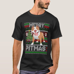 Merry Pitmas Niedlich Pitbull Hund Ugly Sweater T-Shirt