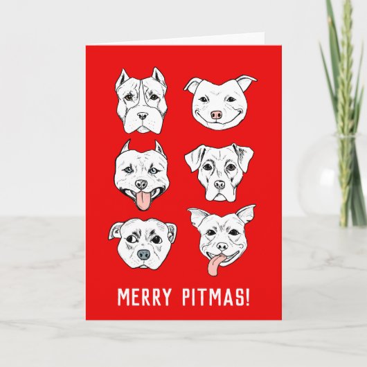 Merry Pitmas | Pit Bull Dog Faces Weihnachten (Vorderseite)