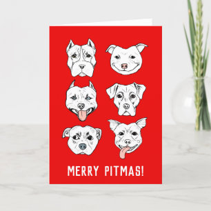 Merry Pitmas   Pit Bull Dog Faces Weihnachten