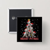 Merry Pitmas Pitbull Dog Tree Ugly Weihnachten Button (Vorne & Hinten)
