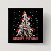Merry Pitmas Pitbull Dog Tree Ugly Weihnachten Button (Vorderseite)