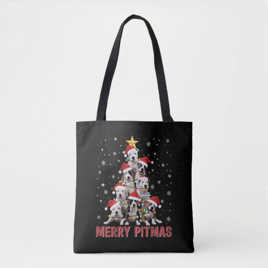 Merry Pitmas Pitbull Dog Tree Ugly Weihnachten Tasche (Vorderseite)