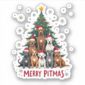 Merry Pitmas Pitbull Dog Ugly Christmas Sweater Tr Aufkleber (Vorderseite)