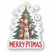 Merry Pitmas Pitbull Dog Ugly Christmas Sweater Tr Aufkleber (Vorderseite)