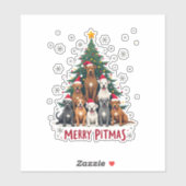 Merry Pitmas Pitbull Dog Ugly Christmas Sweater Tr Aufkleber (Blatt)