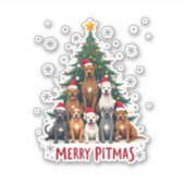 Merry Pitmas Pitbull Dog Ugly Christmas Sweater Tr Aufkleber (Vorderseite)