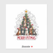 Merry Pitmas Pitbull Dog Ugly Christmas Sweater Tr Aufkleber (Blatt)