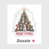 Merry Pitmas Pitbull Dog Ugly Christmas Sweater Tr Aufkleber (Blatt)
