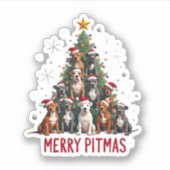 Merry Pitmas Pitbull Dog Ugly Christmas Sweater Tr Aufkleber (Vorderseite)