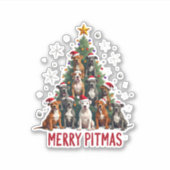 Merry Pitmas Pitbull Dog Ugly Christmas Sweater Tr Aufkleber (Vorderseite)