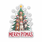 Merry Pitmas Pitbull Dog Ugly Christmas Sweater Tr Aufkleber (Vorderseite)