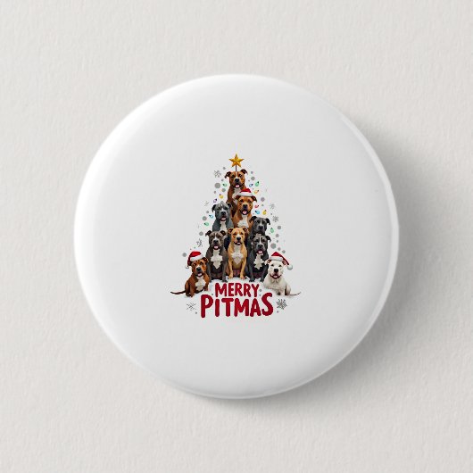 Merry Pitmas Pitbull Dog Ugly Christmas Sweater Tr Button (Vorderseite)