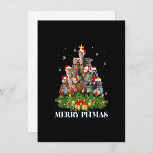 Merry Pitmas Pitbull Dog Ugly Christmas Sweater Tr Einladung (Vorne/Hinten)