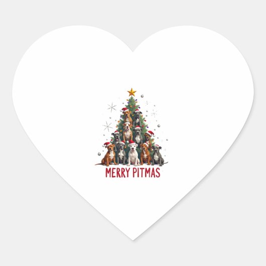 Merry Pitmas Pitbull Dog Ugly Christmas Sweater Tr Herz-Aufkleber (Vorderseite)