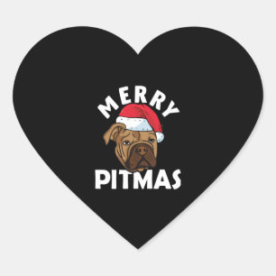 Merry Pitmas Pitbull Dog Ugly Christmas Sweater Tr Herz-Aufkleber