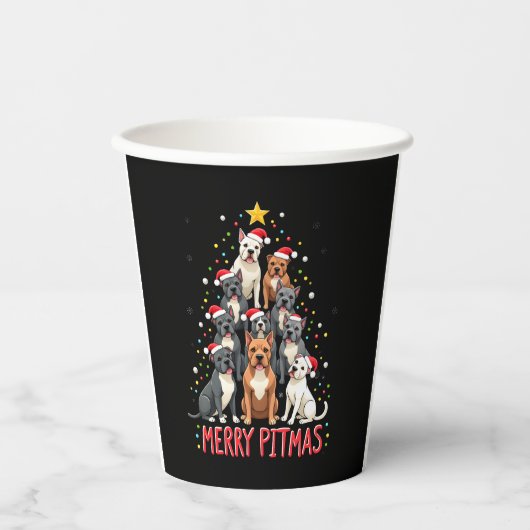 Merry Pitmas Pitbull Dog Ugly Christmas Sweater Tr Pappbecher (Vorderseite)