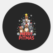 Merry Pitmas Pitbull Dog Ugly Christmas Sweater Tr Runder Aufkleber (Vorderseite)