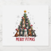 Merry Pitmas Pitbull Dog Ugly Christmas Sweater Tr Schaumweinetikett (Einzelnes Label)