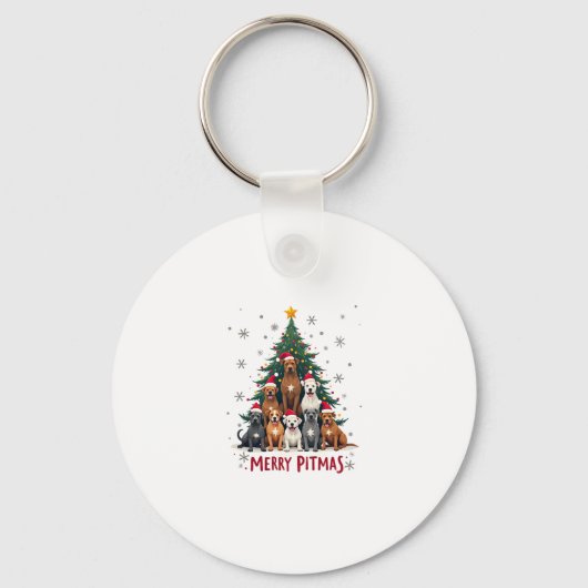 Merry Pitmas Pitbull Dog Ugly Christmas Sweater Tr Schlüsselanhänger (Vorderseite)