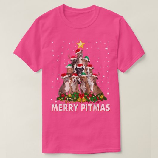 Merry Pitmas Pitbull Dog Ugly Christmas Sweater Tr T-Shirt (Design vorne)