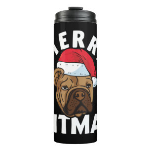 Merry Pitmas Pitbull Dog Ugly Christmas Sweater Tr Thermosbecher