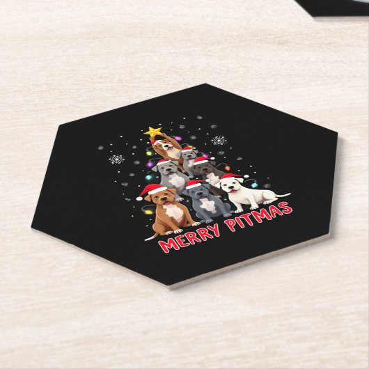 Merry Pitmas Pitbull Dog Ugly Christmas Sweater Tr Untersetzer (angewinkelt)