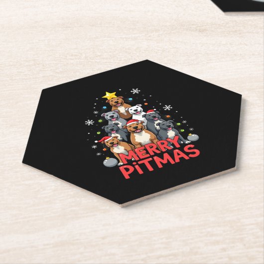 Merry Pitmas Pitbull Dog Ugly Christmas Sweater Tr Untersetzer (angewinkelt)