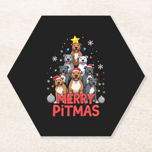 Merry Pitmas Pitbull Dog Ugly Christmas Sweater Tr Untersetzer (Vorderseite)