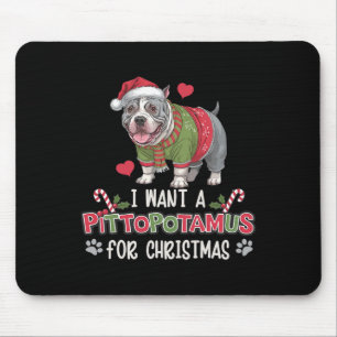 Merry Pitmas Pitbull Hund I Liebe mein Pittopotamu Mousepad