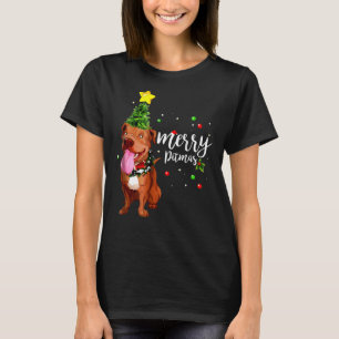 Merry Pitmas Pitbull Weihnachtsbaum T-Shirt