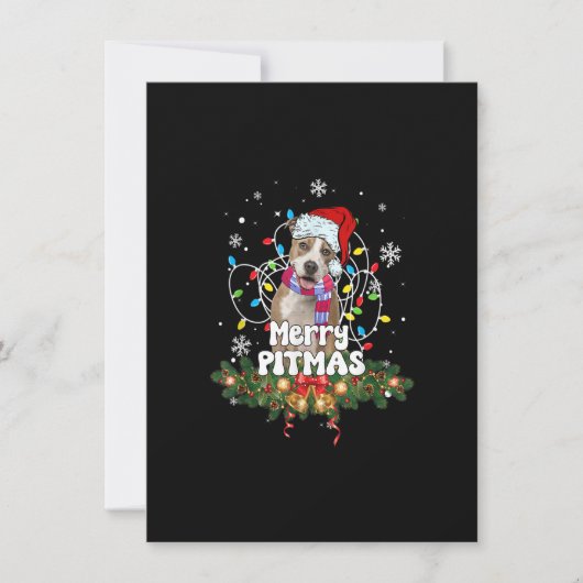 Merry Pitmas Santa Pitbull Hund Weihnachtslicht Li Einladung (Vorderseite)