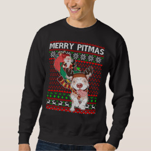 Merry Pitmas Ugly Christmas Pitbull Dog Swea Sweatshirt