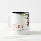 Merry Poinsettia Bunch Wasserfarben Weihnachten Zweifarbige Tasse (Vorderseite Links)