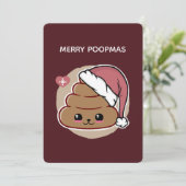 Merry Poopmas Kawaii Christmas Feiertagskarte (Stehend Vorderseite)