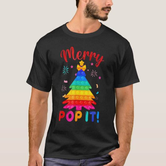 Merry Pop IT Christmas tree Fidgets Popit T-Shirt (Vorderseite)
