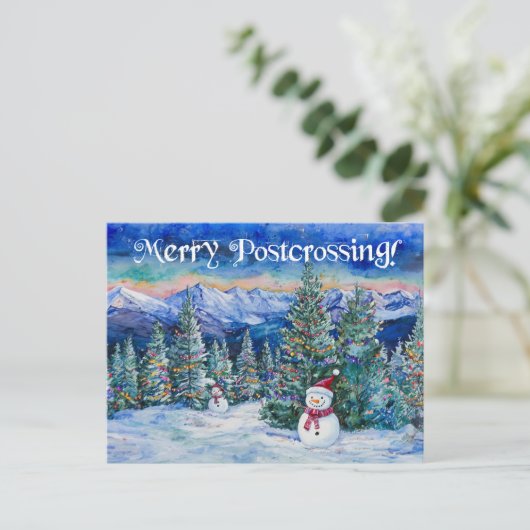 Merry Postcross Snowman - Postcard Postkarte (Stehend Vorderseite)