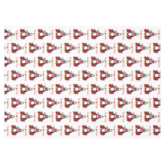 Merry Pow Christmas Tablecloth, Pinguin Boxing Tischdecke (Vorderseite (Horizontal))