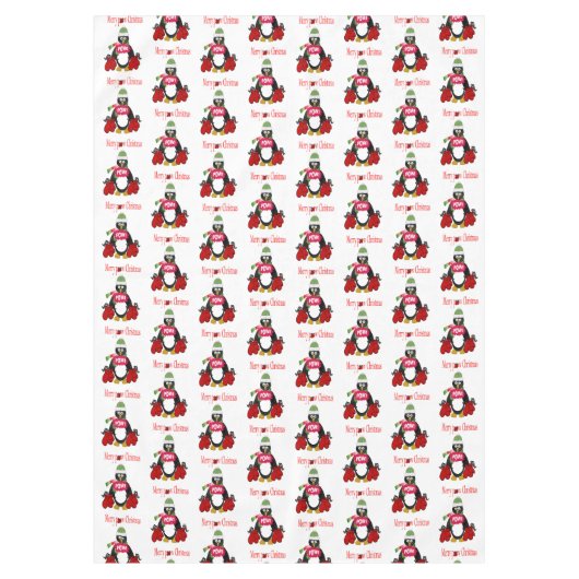 Merry Pow Christmas Tablecloth, Pinguin Boxing Tischdecke (Vorderseite)