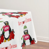 Merry Pow Christmas Tablecloth, Pinguin Boxing Tischdecke (Beispiel)