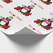 Merry Pow Weihnachts Pinguin Wrapping Paper Geschenkpapier (Ecke)
