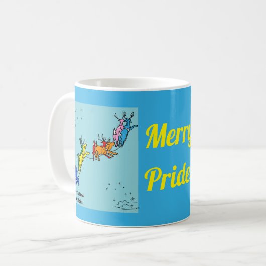Merry Pride Santa's Rentier Kaffeetasse (Vorderseite Links)