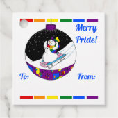 Merry Pride Snowman Geschenkanhänger (Vorderseite)